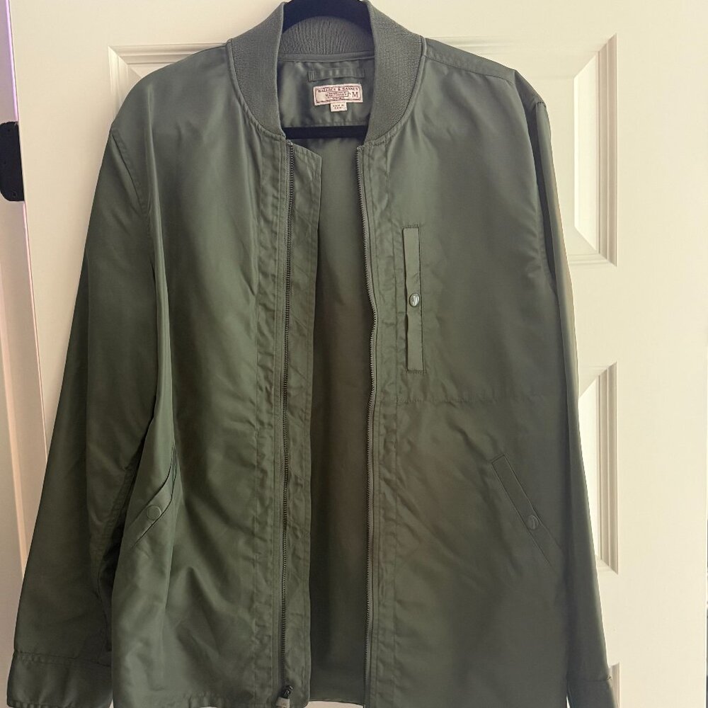 J.Crew Wallace & Barnes Nylon Bomber Shirt-Jacket AB992, Size Medium - Sage